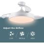 Retractable Ceiling Fan, Newday 42 inch Bladeless Ceiling Fan with Light and Remote Control, Modern Ceiling Fan with Retractable Blades, Quiet Motor, Timer, Ceiling Fans for Bedroom, Kitchen (White)