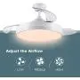 Retractable Ceiling Fan, Newday 42 inch Bladeless Ceiling Fan with Light and Remote Control, Modern Ceiling Fan with Retractable Blades, Quiet Motor, Timer, Ceiling Fans for Bedroom, Kitchen (White)
