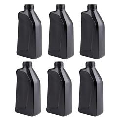 Hacaroa 6 Pack Plastic Engine Oil Jugs, 34 Oz Black Liquid Utility Jug Empty Bottle Refillable Container for Storing Motor Oil, Bleach, Detergent, Lubricant, Automotive Fluids