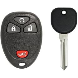 Keyless2Go Replacement for Keyless Entry Car Key Vehicles That Use 4 Button 15913421 OUC60270, Self-Programming - with New Uncut Transponder Ignition Car Key Circle Plus B111