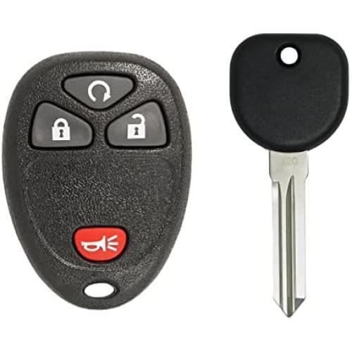 Keyless2Go Replacement for Keyless Entry Car Key Vehicles That Use 4 Button 15913421 OUC60270, Self-Programming - with New Uncut Transponder Ignition Car Key Circle Plus B111