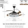 Crystal Ceiling Fan Lights Dimmable LED Fandelier, Siljoy 42 inch Modern Reverse Retractable Blades Fan Mute Motor Chandelier Ceiling Fans with Remote for Dining Room Bedroom, Black