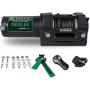 STIMULATER New 3500lbs.Load Capacity Winch 12V Synthetic Rope Winch Waterproof IP 67 Electric Winch with Wired Remote and Wireless Remotes,Hawse Fairlead, Strap and Hook for ATV/UTV/Boat (Black)…