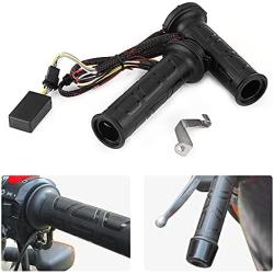 1 Pair 12V Motorcycle Heated Grips, Keenso Universal 7/8 Motorcycle ATV 22mm Handlebar Grips Heated/Voltmeter/ USB Charger for Motorcycle/Bike/ATV (12W - 24W)