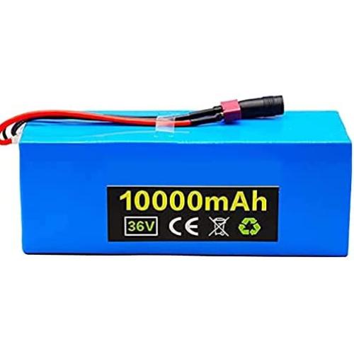 Jieoto 36V 10Ah Li-ion Battery Pack 10S 3P 10000mAh E-Bike Rechargeable Battery with Charger Suitable for 200W-500W Motor Fit for Scooters Electric Tools Tricycles