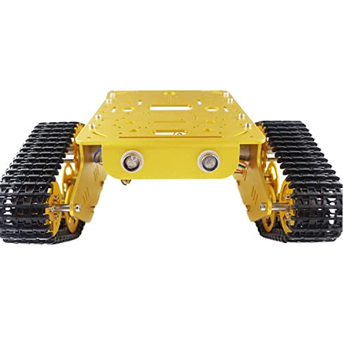 Professional Intelligent Robot Metal Tank Car Chassis for Arduino/Raspberry Pie/Microbit/DIY Steam Education, T300 Tracked Crawler Robotic Platform with Enocoder DC Motors for Teens Adults