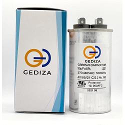 GEDIZA 35 uF 35 MFD ±5% 370/440V Dual Run Round Capacitor for HEVAC, A/C for Condenser Straight Cool or AC Motor and Fan Starting or Heat Pump A/C, Pool Pumps. Model CBB65. Guaranteed to Last 5 Years