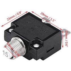 Thermal Overload Protector, AC 125/250V Push Reset Button Circuit Breaker Protector(15A)