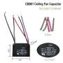 LONYE 5 Wire Ceiling Fan Capacitor Replacement for New Tech CBB61 250VAC 50/60 Hz 4.5 + 5 + 6μf