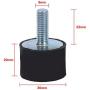 M8 M6 Vibration Isolator, Keenso Vibration Mount 2 Threaded Studs AntiVibration Isolation Rubber Mounts Boat Bobbins, pack of 4(VD3020 M823)