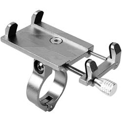 Kingsea Aluminium Bike Phone Mount Holder Motorcycle Phone Mount for Handlebar Accessories Compatible with iPhone 12 12 Pro Max 11, Galaxy and Other 4.7-6.8 Inches Cellphones - Silver