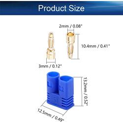 Heyiarbeit 2 Sets EC2 Connector 2mm Gold Bullet Banana Plug Male for RC ESC Lipo Battery Electric Motor DIY