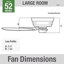 Hunter Indoor Low Profile III Ceiling Fan with Pull Chain Control, 52