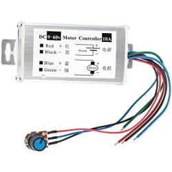 Motor Speed Controller DC 9V 12V 18V 24V 36V 50V 60V 10A Pulse Width Modulation Regulator 600W Stepless Variable Speed Forward and Reverse Switch Pulse