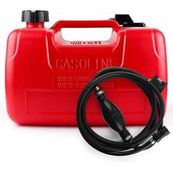 Boat Fuel Tank 3 Gallon, Marine Outboard Motor Fuel Tank with Hose Connector, Compatible with Kayaks, Small/Large Boats, Inflatables and Canoes- Red