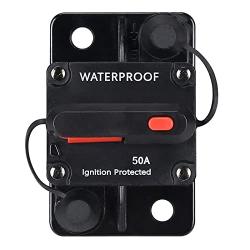 50 Amp Waterproof Circuit Breaker,with Manual Reset,12V-48V DC, for Car Marine Trolling Motors Boat ATV Manual Power Protect for Audio System Fuse