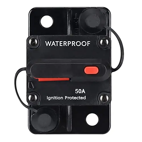 50 Amp Waterproof Circuit Breaker,with Manual Reset,12V-48V DC, for Car Marine Trolling Motors Boat ATV Manual Power Protect for Audio System Fuse