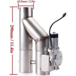 RJSPHH 2.5 Inch Electric Exhaust Cutout Motor E-cut Valve Kit Dual Flaps Type, Y Pipe 2 pcs with One Controller Remote Kit