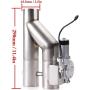 RJSPHH Stainless steel 2.5 inch Electric Exhaust Cutout Motor E-cut Valve Kit Dual Flaps Type , Y Pipe 1 pcs with One Controller Remote Kit