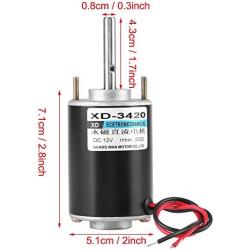 12V/24V 30W CW/CCW Permanent Magnet DC Motor Reversible Electric Gear Motor High Speed Low Noise for DIY Generator XD-3420 (12V 3000RPM)