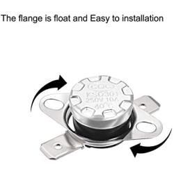 uxcell KSD301 Thermostat 40°C/104°F 10A Normally Closed N.C Adjust Snap Disc Temperature Switch 5pcs