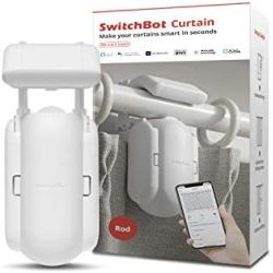 SwitchBot Curtain Smart Electric Motor - Wireless App or Automate Timer Control, Add SwitchBot Hub Mini to Make it Compatible with Alexa, Google Home, HomePod, IFTTT (Rod, White)