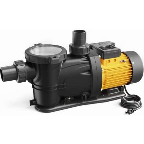 Acquaer 1HP Pool Pump, 5400 GPH Above Ground Inground Swimming Pool Pump, 115V High Flow Single Speed Self Priming Pool Pump with Strainer Basket