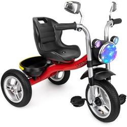 Lazery Bike With Air Tires - Interactive Kids Tricycle For Toddlers with Basket, Lights, Horn - Mini Riding Toy for Training Motor Skills, Learning Balance - Christmas & Birthday Gifts For Girls, Boys
