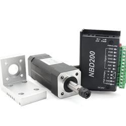 RATTMMOTOR CNC Square Mini 104W Brushless DC Spindle Motor 10800RPM ER8 42mm+Brushless Spindle Motor Driver 24V 5A Spindle Motor Controller+Spindle Motor Mount Bracket for CNC Router Milling Machine