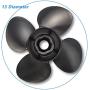 CAPTAIN 4 Blades Boat Propeller 13x17, 15 Spline Tooth Outboard Motor Prop, RH, OEM No.48-8M8026590 fit Mercury Engines 40 50 60 70 75 80 90 100 115 125 140 150 HP Aluminum Parts