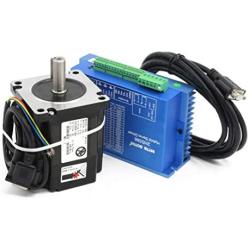 4Nm Nema34 4.5N.m Closed Loop Servo Stepper Motor 4.5Nm 82mm 6A w/ 2 Phase Hybrid HSS86 Servo Driver w/ 3M encoder extension wire CNC Controller Kit for CNC Router Engraving Milling Machine