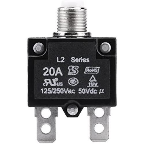 Thermal Overload Protector, AC 125/250V Push Button Circuit Breaker Advanced Fitness Power Entry Thermal Circuit Breaker Protector (20A)