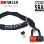 Kraser KR50 120L Motorcycle Chain Lock Anti-Theft Scooter Chain and Lock SRA Homologated Mini U Solid Ø18 Set Loop System 120 cm Ø10 Hexagonal Multifunction
