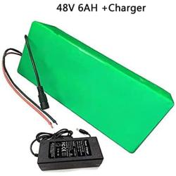 Jieoto Ebike Battery 48V 6Ah Lithium-ion Electric Bicycles Battery Waterproof PVC Battery Pack with BMS and Charger for 200W 250W 350W 500W Motor