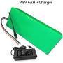 Jieoto Ebike Battery 48V 6Ah Lithium-ion Electric Bicycles Battery Waterproof PVC Battery Pack with BMS and Charger for 200W 250W 350W 500W Motor