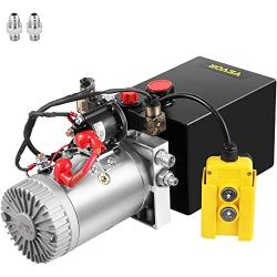 Mophorn Hydraulic Power Unit Single Acting Hydraulic Pump 4 Quart Dump Truck Hydraulic Pump 12V DC Hydraulic Pump Dump Trailer 3200PSI (Steel, 4 Quart Single Acting)