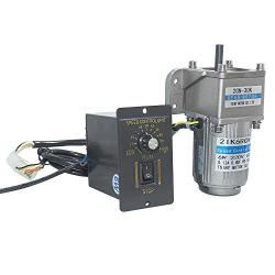 Bemonoc Electric 110V AC Gear Motor Variable Speed 6W 50/60HZ 27/33RPM Adjustable CW/CCW Controller Geared Motor and Bracket Combo