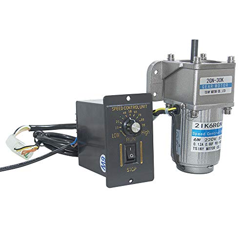 Bemonoc Electric 110V AC Gear Motor Variable Speed 6W 50/60HZ 27/33RPM Adjustable CW/CCW Controller Geared Motor and Bracket Combo