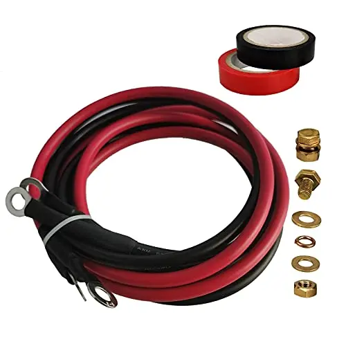 Iloote 5ft Trolling Motor Battery Cable Extension Kit Red & Black 8 Gauge Cables (Red & Black, 5)