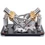 Sunnytech Hot Air Stirling Engine Motor Educational Electricity 4 Cylinders Generator Colorful LED M16-V4-D