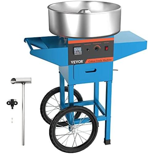 VBENLEM Cotton Candy Machine with Cart Commercial Floss Maker Perfect for Family and Various Party, 19.7 Inch, Blue