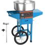 VBENLEM Cotton Candy Machine with Cart Commercial Floss Maker Perfect for Family and Various Party, 19.7 Inch, Blue