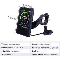 Electric Bike Display Ebike LCD Display 36V/43V/48V Waterproof Electric Bicycle Computer Speedometer Compatiable for BAFANG Mid Drive Motor BBS01 BBS02 BBSHD Hub Motor Display