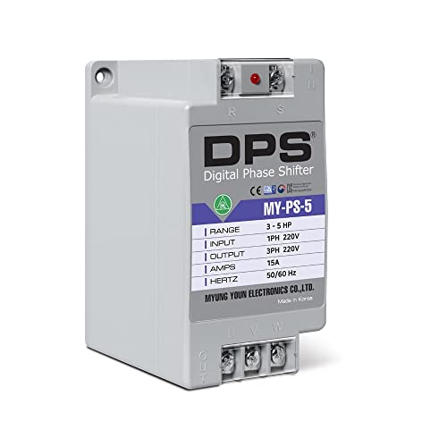 Myung Youn Electronics Single Phase to 3 Converter, My-PS-5 Model, Suitable for 3HP(2.2Kw) 9 Amp 200-240V Motor, Only One Motor Should DPS Be Used, Input/Output 200V-240V, Digital Type MY-PS-5-N-1