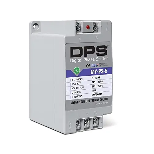 Myung Youn Electronics Single Phase to 3 Converter, My-PS-5 Model, Suitable for 3HP(2.2Kw) 9 Amp 200-240V Motor, Only One Motor Should DPS Be Used, Input/Output 200V-240V, Digital Type MY-PS-5-N-1