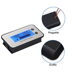 IPX7 Waterproof Battery Monitor12v 24v 36v 48v 60v 72v ,Car Motorcycle Golf cart Battery Meter Digital Battery Capacity Remaining Capacity Percentage Tester with Buzzer Alarm and Temperature(White)