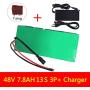 Wnicek 48V 7.8AH E-Bike Lithium Battery 13S 3P 7800mAh Waterproof Battery Pack Suitable for Motors Within 1000W for Electric Scooter Electric Tricycles Electric Motorcycles with Charger