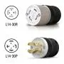 ELEGRP NEMA L14-30R Locking Connector, Generator Twist Lock Adapter Female Connector, 30 Amp 125/250V 3 Pole 4 Wire Grounding, Industrial Grade Heavy Duty, UL Listed (1 Pack, Black/White)