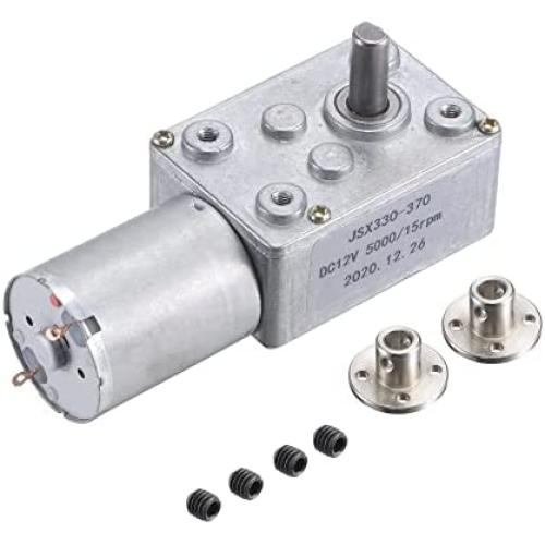 uxcell Worm Geared Motor W Rigid Flange Shaft Coupling,DC 12V 15RPM Motor,H12xD10 6mm ID Shaft Coupling 2Pcs