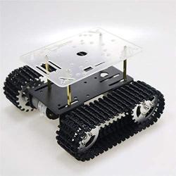 Premium Smart Metal Robot Chassis Kit Tank Tracked Car Platform with DC Motor for Arduino Raspberry Pie MicroBit Remote Control, T101 2-Layers DIY Robotic Part ROS AI STEAM Projects Education RC Toy
